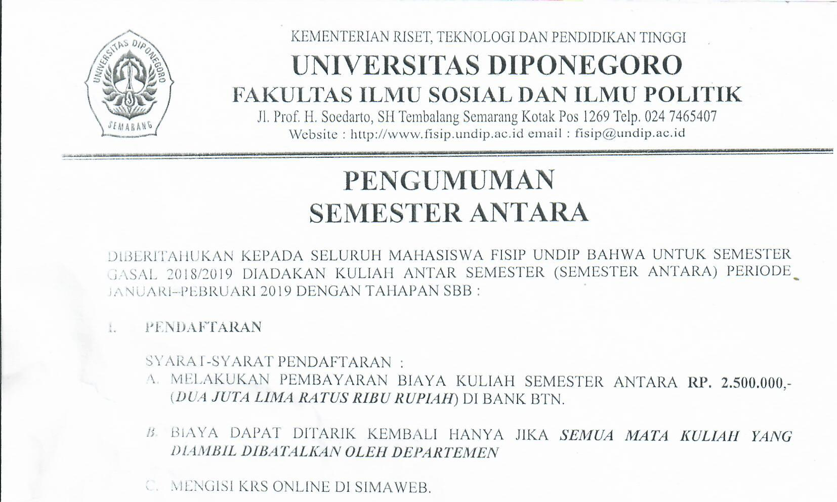 Semester Antara Periode Januari-Pebruari 2019